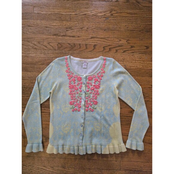 Sundance Embroidered Floral Button Up Cotton Cardigan Sweater Size Small - Picture 1 of 7